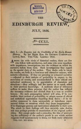The Edinburgh review, or critical journal. 104. 1856