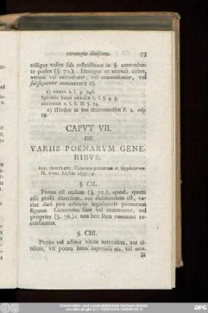 Caput VII. De Variis Poenarum Generibus.