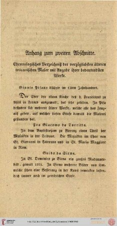 Anhang zu II. Chronologisches Verzeichnis der vorzüglichsten älteren toscanischen Maler