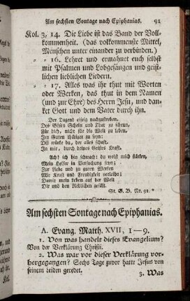 Am sechsten Sontage nach Epiphanias.