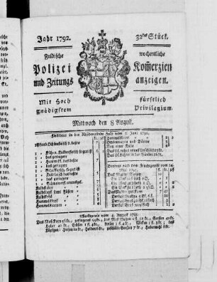 32tes Stück., Ausgabe vom 8. August 1792