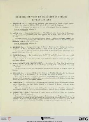 Recueils de vues et de costumes suisses livres anciens (Nr. 54-84)