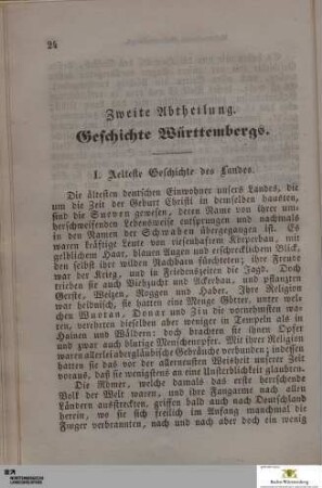 Zweite Abtheilung. Geschichte Württembergs