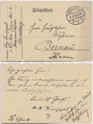 Handgeschriebene Postkarte