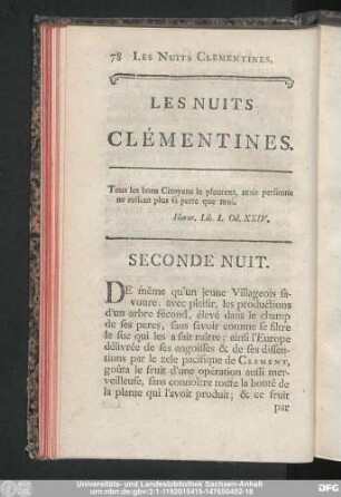 Les Nuits Clémentines. Seconde Nuit.