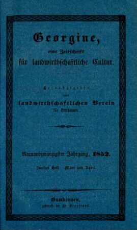 Neunundzwanzigster Jahrgang, 1852. Zweites Heft. März und April.