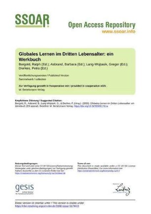Globales Lernen im Dritten Lebensalter: ein Werkbuch