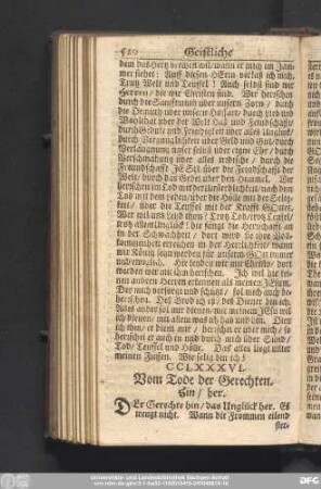 CCLXXXVI. Vom Tode der Gerechten. Hin, her.