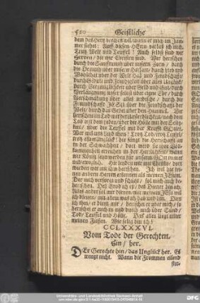 CCLXXXVI. Vom Tode der Gerechten. Hin, her.