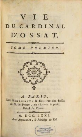 Vie Du Cardinal D'Ossat, 1