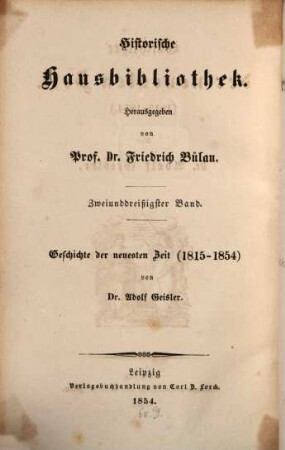 Geschichte der neuesten Zeit : 1815 - 1854
