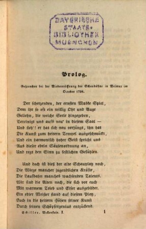 Wallenstein : ein dramatisches Gedicht. 1, Wallensteins Lager. Die Piccolomini