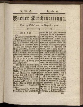 Das 34. Stück vom 22. August. 1788.