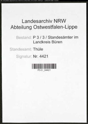 Sterberegister Standesamt Thüle