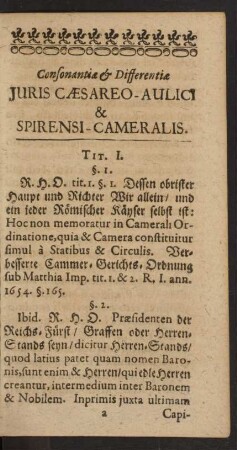 Consonantiae et Differentiae Juris Caesario-Aulici & Spirensi-Cameralis.