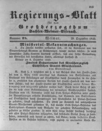 Nr. 25 : 29. Dezember 1849