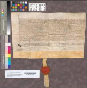 Notarielle uiterste wil van Beatrice Loefsdr van Ruwele, vrouw van Jan van Emmerik, burger van Vianen, 8 October 1472. In het Latijn en Nederlandsch. Perkament met 1 uithangend zegel.