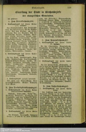 Einteilung der Stadt in Kirchenbezirke der evangelischen Gemeinde