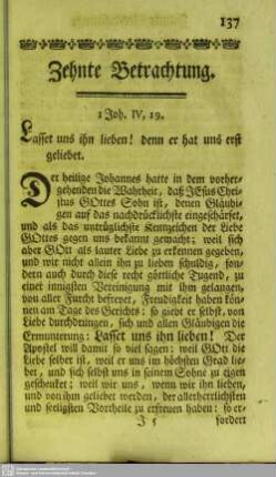 Zehnte Betrachtung. I Joh. IV, 19