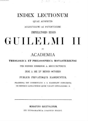 De Henrici Gandavensis quem vocant ontologismo, 2