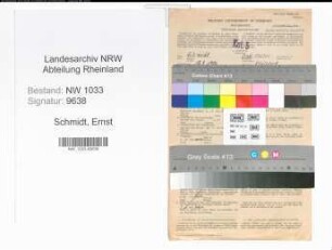 Entnazifizierung Ernst Schmidt , geb. 12.08.1906 (Kriminalsekretaer)