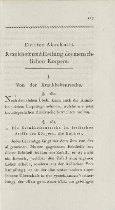 Dritter Abschnitt. Krankheit und Heilung des menschlichen Körpers