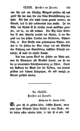 No. CLXIX. Forster an Jacobi