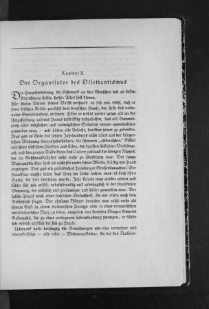 Kapitel X Der Organisator des Dilettantismus