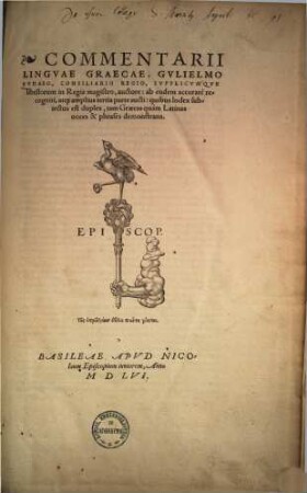 Commentarii linguae graecae, Gulielmo Budaeo ... : ab eodem accurate recogniti atque amplius tertia parte aucti ...