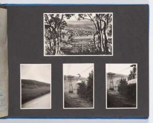 Albumseite mit vier Fotografien : Album mit Fotografien Erich Hellers von einem Betriebsausflug 1960 nach Annaberg. Kunstledereinband mit Spiralbindung,geprägt, z. T. Goldprägung; 23 x 31 x 2 cm (23 x 31 x 2 cm). Dresden: SLUB/DF 2017.D.45