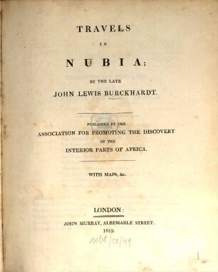 Travels In Nubia : With Maps, &c.