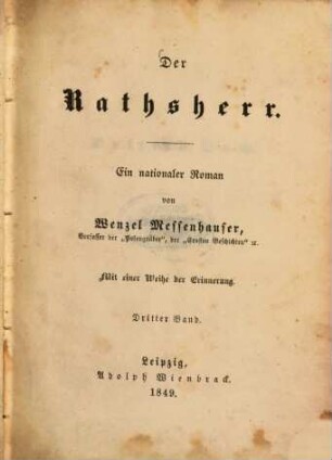 Der Rathsherr : ein nationaler Roman, 3