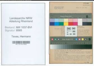 Entnazifizierung Hermann Teves , geb. 13.05.1907 (Schlosser)