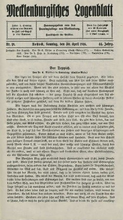 Nr. 18. Rostock, Sonntag, den 30. April 1916.