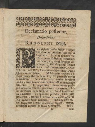 Declamatio posterior, Dissuasoria Rudolphi Roht.