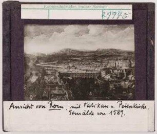 Rom: Ansicht mit Vatikan und Peterskirche, Gemälde von 1589