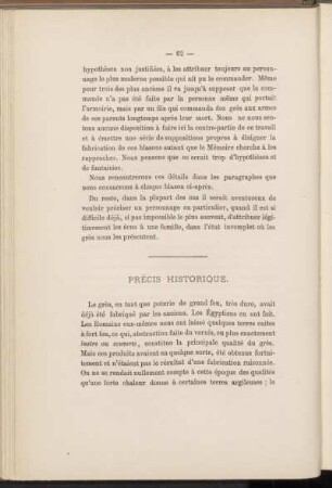 Précis historique.