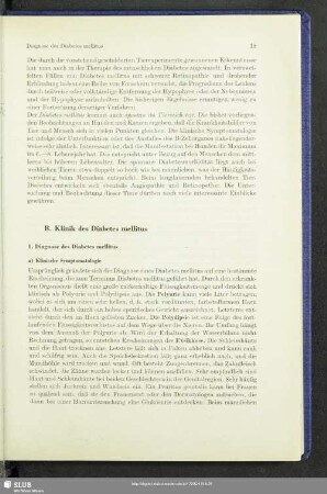 B. Klinik des Diabetes mellitus