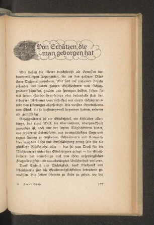 Von Schätzen, die man geborgen hat