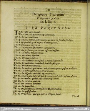 Designatio Titulorum Prolegomenis praeviis
