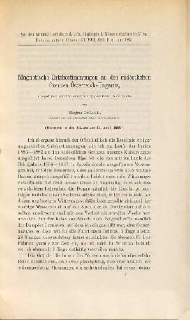 Magnetische Ortsbestimmungen an den südöstlichen Grenzen Österreich-Ungarns