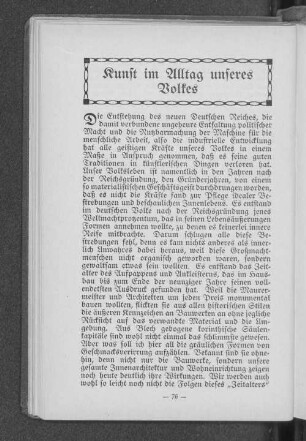 Kunst im Alltag unseres Volkes