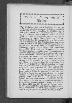 Kunst im Alltag unseres Volkes