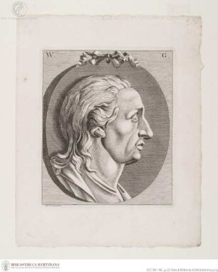 Porträt von Johann Wolfgang Goethe im Profil im Medaillon