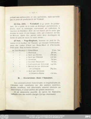 D. – Excursions dans l'Amanus.