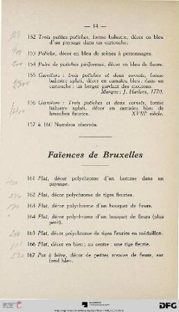 Faïences de Bruxelles (Nr.161-182)