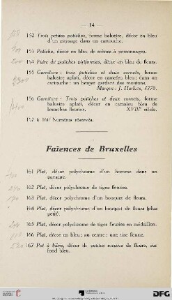 Faïences de Bruxelles (Nr.161-182)