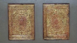 Vorderdeckel Bucheinband mit Linienornament und Goldpressung