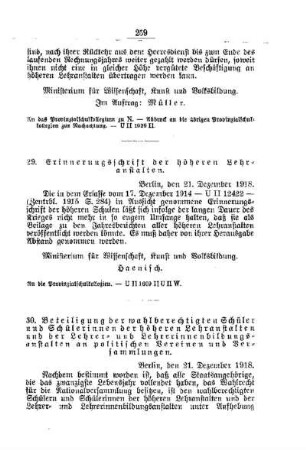 Erinnerungsschrift der höheren Lehranstalten : [D. Allgemeine Angelegenheiten der Unterrichtsanstalten]