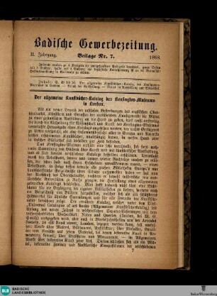 Badische Gewerbezeitung : Organ d. Handelskammer, Beilage zur Badischen Gewerbezeitung